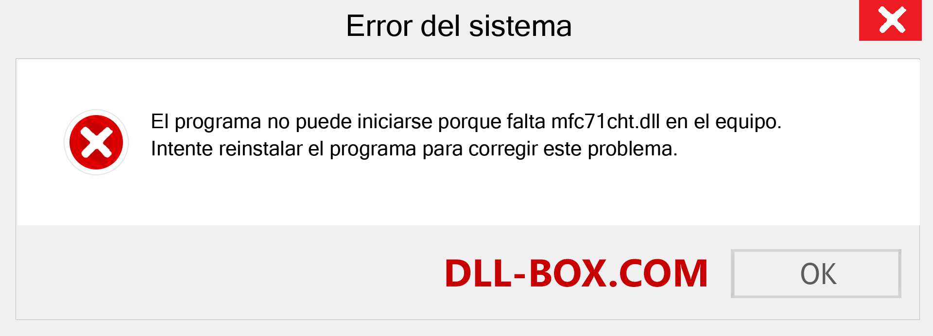 ¿Falta el archivo mfc71cht.dll ?. Descargar para Windows 7, 8, 10 - Corregir mfc71cht dll Missing Error en Windows, fotos, imágenes